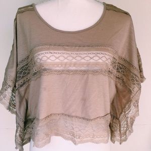 **SOLD** FREE PEOPLE Lace Bat Wing Crop Top